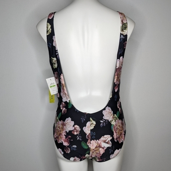 NWT Gianni Bini Midnight Garden PlungeOne-Piece Swimsuit - Picture 2 of 7